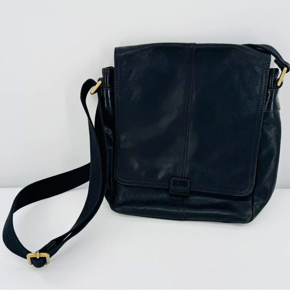 Fossil Womens‎ Satchel Crossbody City Bag Black Leather Messenger Purse Handbag